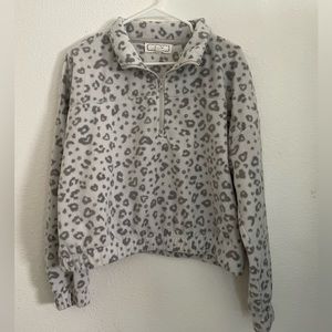 Animal print quarter zip up